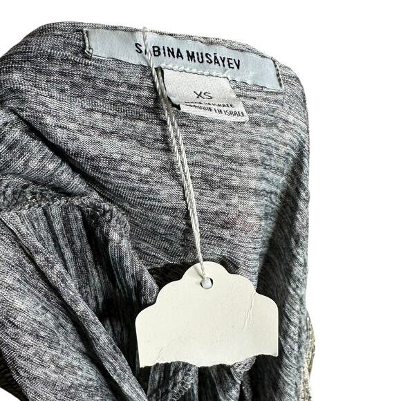 SABINA MUSAYEV Gray Gold Patterned Mini Dress Women's Size XS Night Out Glam - Picture 7 of 8